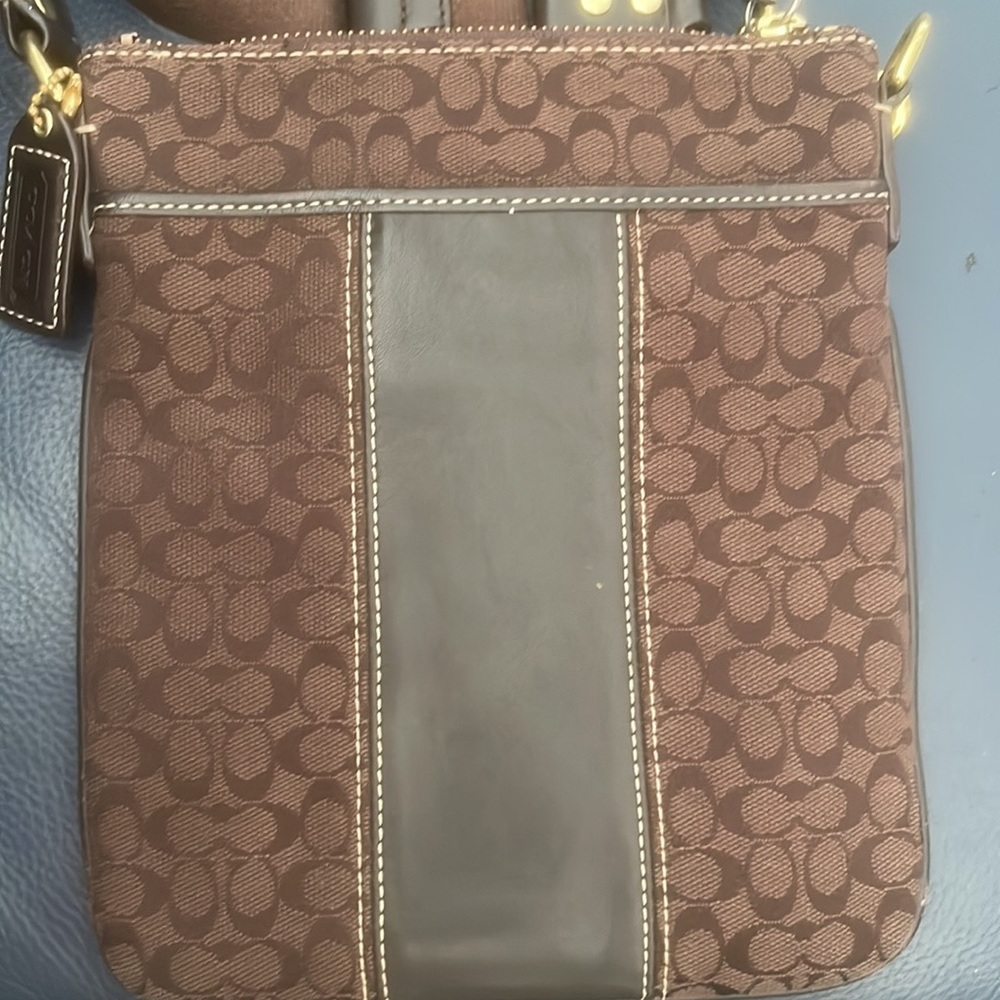 Coach Brown Monogram Crossbody with Dark Brown Leather Trim and Gold Hardware - Picture 2 of 7
